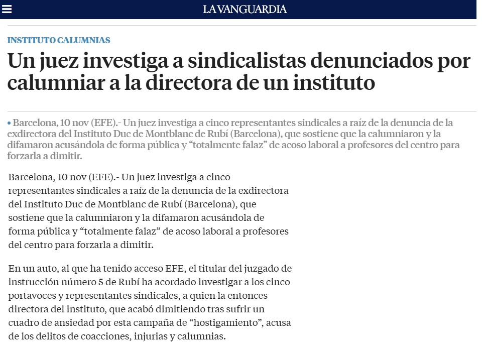 injurias calumnias directora sindicalistas