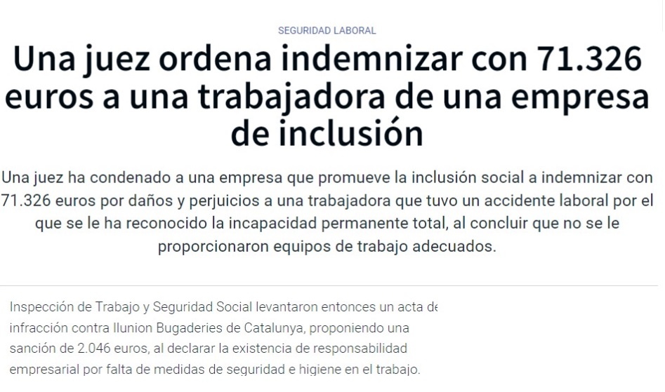 indemnización accidente trabajadora